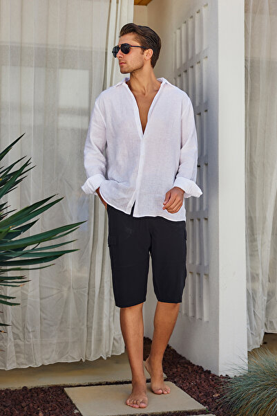 Remsa Mayo Cargo Pocket Men's Shorts Capri Swimsuit Rks-09 Black