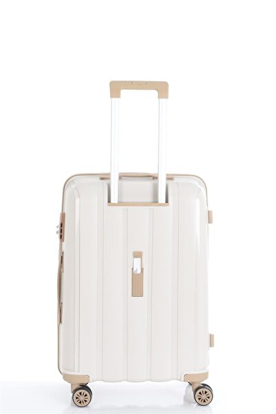 MÇS V305 Ultra Hafif Plastik Materyal Polipropilen Kabin Boy Valiz - Kemik Şampanya