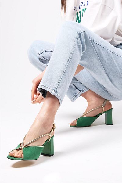 Mio Gusto Colette Green Color Women's Heeled Sandals