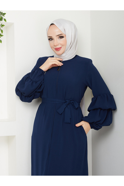 ESRE GİYİM Moda Esre Fashion Hijab Clothing Medina Silk Gathered Ferace