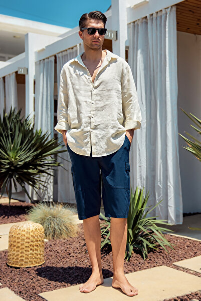 Remsa Mayo Cargo Pocket Men's Shorts Capri Swimsuit Rks-09 Navy Blue