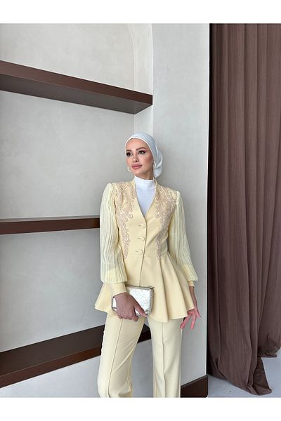 VUNTAL Lace Embroidered Flounce Jacket Double Suit