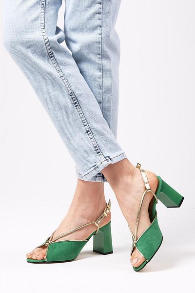 Mio Gusto Colette Green Color Women's Heeled Sandals