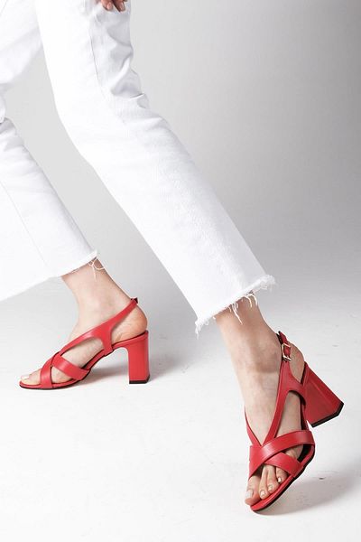 Mio Gusto Eloise Red Color Women's Heeled Sandals
