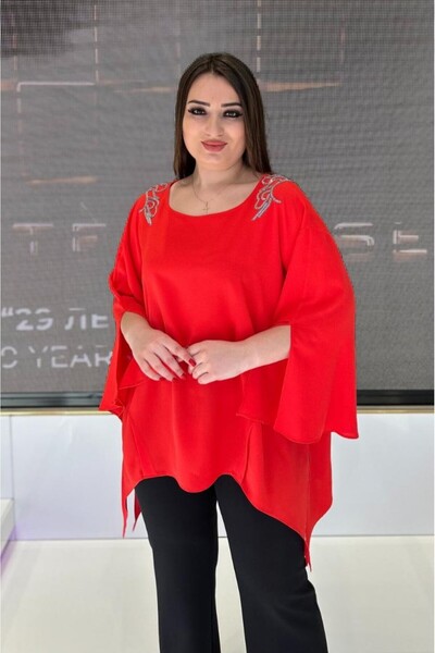 DE WHITES BLUZĂ ASIMMETRICĂ CU DETALII ACCESORII UMBREI MĂRIME MARE