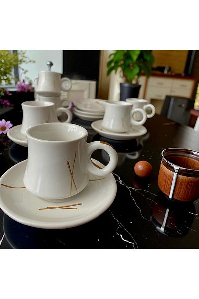 Arsim Home Cup Set 12 Pieces Ystd Gold Patterned