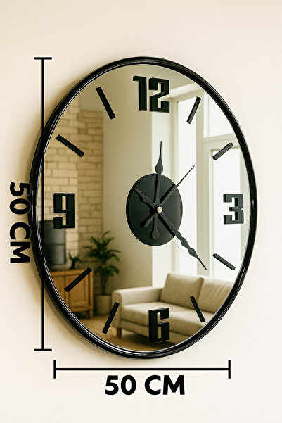 Mgs DUVAR SAATİ GLORYA BLACK AYNALI TÜRK RAKAMLI DUVAR SAATİ
