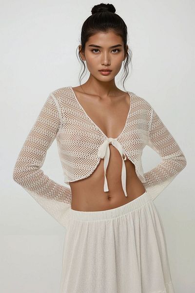 Hiccup Μακρυμάνικο Crop Top με βελονιά με λεπτομέρεια