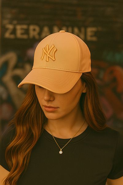 ZERAMİNE Unisex Baseball Ny Embroidered Hat Velcro Salmon