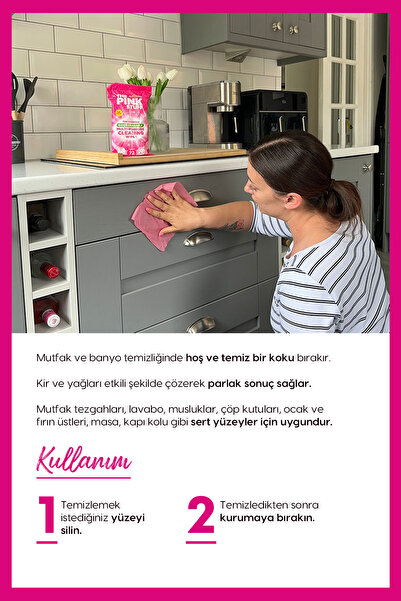 ThePinkStuff Mucizevi Biyolojik Olarak Parçalanabilir Çok Amaçlı Temizleme Mendilleri-Büyük72liMendil-MeyveliKoku