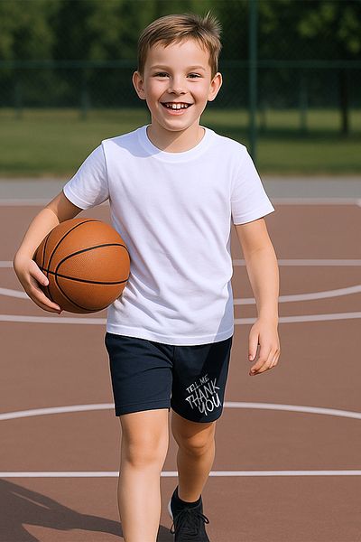 HÇM Boy's Shorts with Pockets, Solid Color Text Printed F29