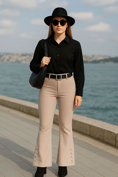 Neva Style بنطلون حجاب من فرو المنك ذو الساق الإسبانية 1078v