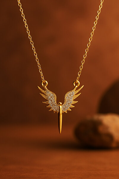 wesscollection Kadın Mikail Meleği Model Altın Kaplama Italyan Kolye