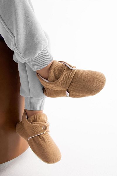 Funny Baby Organic Muslin Slippers Non-Slip Ergonomic Sole Comfortable Breathable Vegan