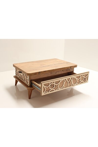 kolexonline Akıllı Açılabilir Sehpa 3 Kademeli Çekmeceli Ayaklı Çam