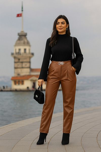 Neva Style بنطلون حجاب جلد أسمر 1140 تيرابايت