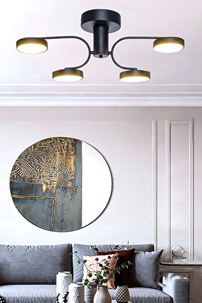 Fer Avize Zeyna 4lü Modern Tasarım 3 Renk Işık Enerji Tasarruflu Led Avize Salon Giyinme Odası Mutfak