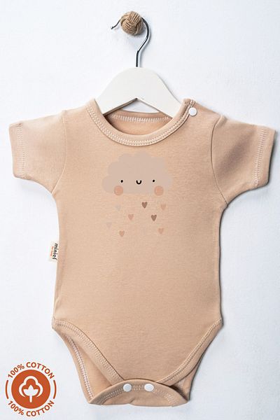 miniel organic Unisex Baby 100% Organic Cotton Dream Printed 3-6-9-12 Months 3-Piece Short Sleeve Baby Bodysuit
