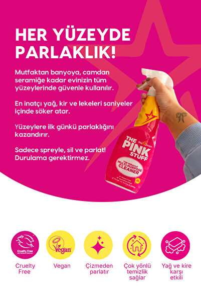 ThePinkStuff Mucizevi Çok Amaçlı Temizleme Spreyi 750 ml – Yağ Çözücü, Leke Çıkarıcı, Banyo & Mutfak Temizleyici