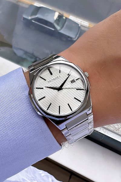 Homies Men's Silver Color Steel Watchband and Bracelet - 3 ATM Waterproof HME2054C2