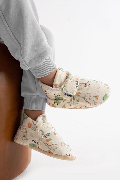 Funny Baby Patterned Muslin Slippers Non-Slip Ergonomic Sole Comfortable Airable Vegan