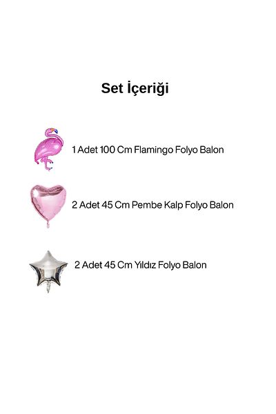 tedaks Set of 5 Flamingo Themed Silver Foil Star Set Birthday Ornament Party Ornament