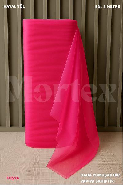 Mortex Φούξια Hayal Tulle 100x300 cm | Ύφασμα για αρραβώνα, χέννα, γάμο, δέσμη, πόρτα και στολίδι για πάρτι