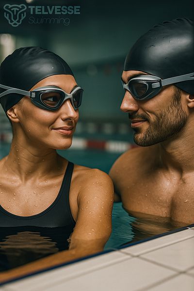 Telvesse نظارات السباحة الكبيرة للبالغين من السيليكون من بوي برو لا تسبب الضباب ومقاومة للماء باللون الرمادي