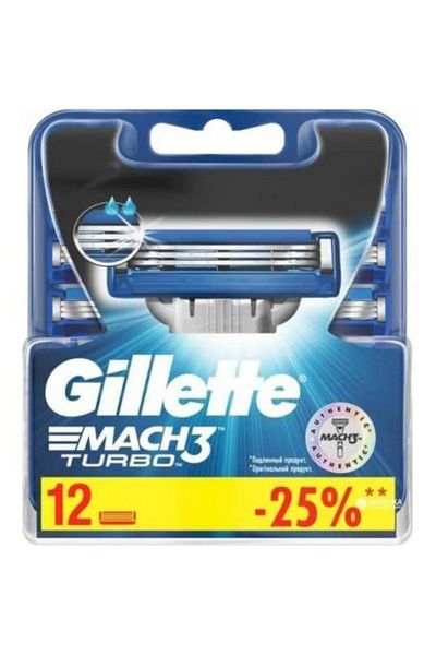 Gillette Mach3 Turbo Spare Shaving Blade 12 Pack