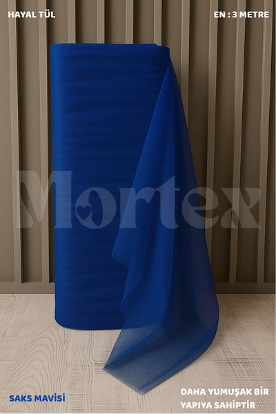 Mortex Tul Saks Blue Dream 100x300 cm | Țesătură pentru logodnă, henna, nuntă, pachet, ușă și ornament de petrecere