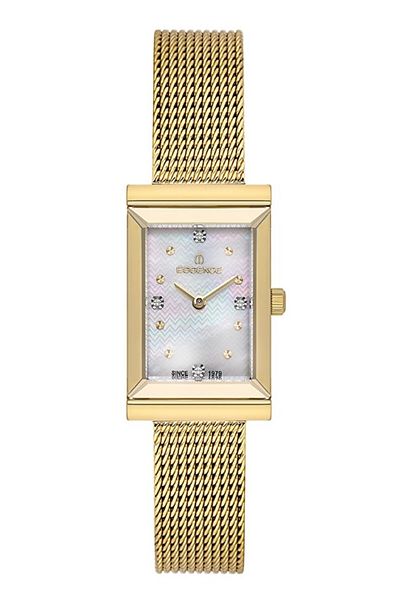 Essence D1213.120 Rectangular Dial Steel Case with Stone Detail Mesh/Steel Cord - 5 Atm Water Resistant