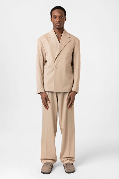 Vamos Tek Düğme Oversize Takım Elbise Bej