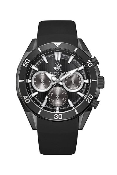 Beverly Hills Polo Club BEVERLY HILLS POLO CLUB BP3730X.051 Men Multi Function Display Watch & Silicone Strap BLACK