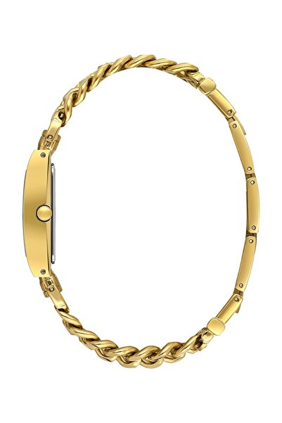 Essence Rectangular Dial - Pearlescent 5 Atm Water Resistant Gold Color Steel Band and Case