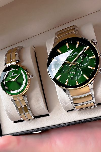 Daniel Klein Men-Women's Team Watch - 3 Atm Waterproof Green Steel Band Gift Bracelet Dke2121C1