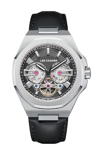 Lee Cooper LC08125.351 Men Automatic Display Watch & Leather Strap Black