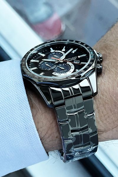 Ferrucci Function Men's Wristwatch 3 ATM Waterproof Smoked Color Steel Strap + Bracelet Wlg193