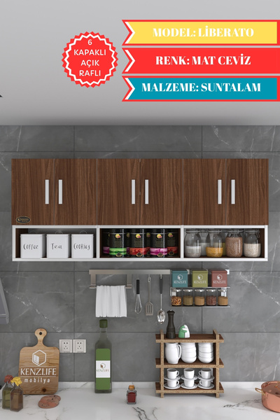 Kenzlife Hazır Mutfak Liberato Cvz 060*150*32 Mutfak Banyo Dolabı Kapaklı Raflı