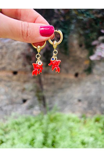 Markiz Takı Red Fish Earrings