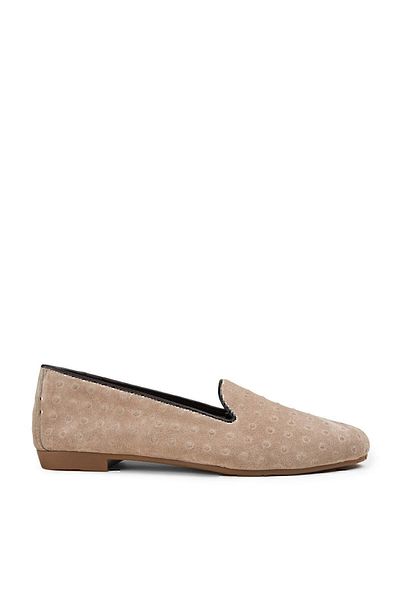 Deery Γνήσιες γυναικείες μπαλαρίνες Suede Mink Color Polka Dot