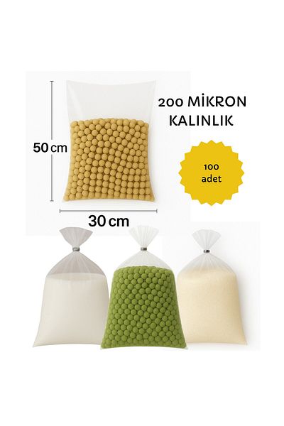 NFzzTakı 30X50 cm Transparent Thick Nylon Pulley Bag - 200 Micron Thickness |   100Pcs Packing Bags