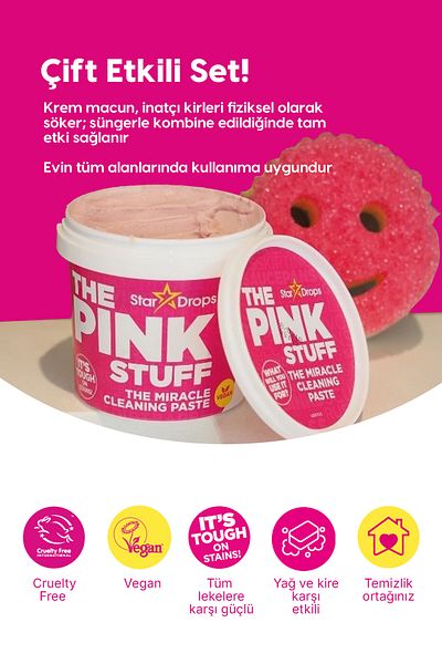 ThePinkStuff Miraculous Miracle Cleaning Paste 850 Gr & Miraculous Dual Dish Sponge