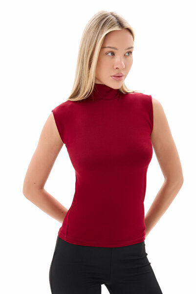 vesantia Γυναικεία μπλούζα χωρίς μανίκια από βισκόζη λύκρα σε μπορντό χρώμα