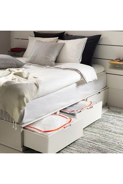 IKEA Κουτί με φερμουάρ 55x49x19 cm Σετ 2 Κουτί αποθήκευσης Οργάνωσης Λευκό Hurc