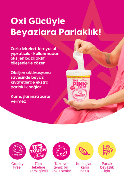 ThePinkStuff The Pink Stuff Mucizevi Oxi Toz Leke Çıkarıcı Beyazlar – Beyaz Çamaşırlar İçin Oxi Toz Leke Çıkarıcı