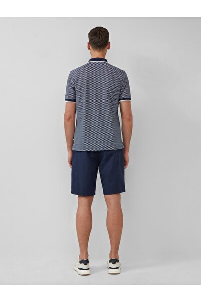 s.Oliver Tricou polo bărbătesc cu imprimeu cu frunze de palmier, croială regulată, bleumarin închis, XL