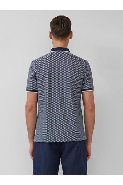s.Oliver Tricou polo bărbătesc cu imprimeu cu frunze de palmier, croială regulată, bleumarin închis, mărime M