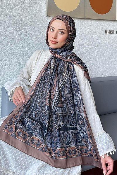 lamelif.com Ρετρό βαμβακερό σάλι Camel Grey