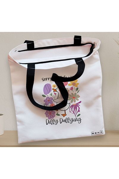 BEKZ Textile Bag With Zipper, Tote Bag, Model Sorry I’m Late I Was Dilly Dallying 2 38 X 34.5 Cm, ​​Al