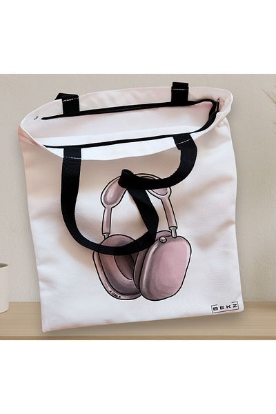 BEKZ Sacosa Textila Cu Fermoar, Geanta Tote Travel Girl 15, 38x34.5 Cm, Alba, ®
